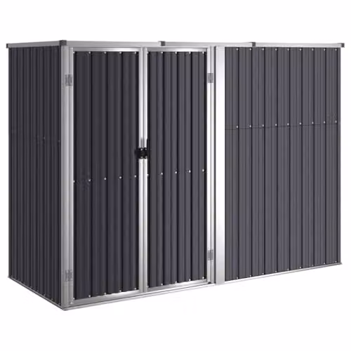 vidaXL Garden Tool Shed in Anthracite Galvanised Steel, W/D/H: 225 x 89 x 161 cm