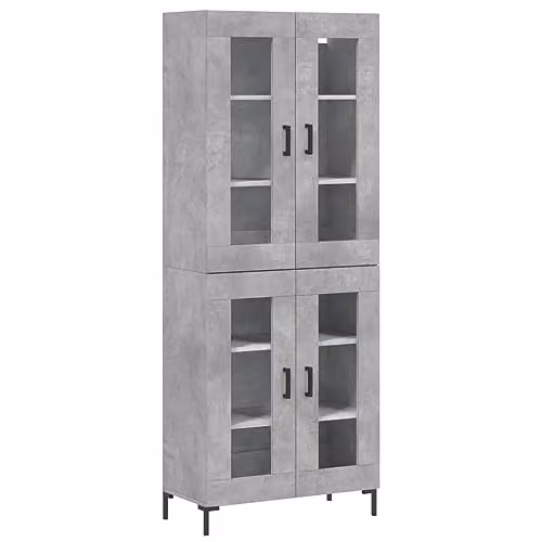 vidaXL Modern Highboard Sideboard in Concrete Grey with Doors and Shelves