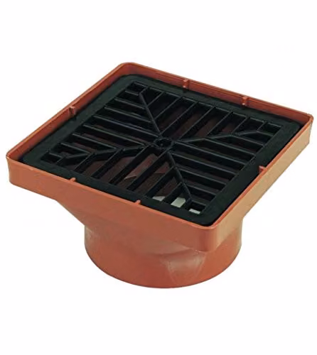 FloPlast Underground Drain Pipe Hopper and Grid, Brown, 110mm
