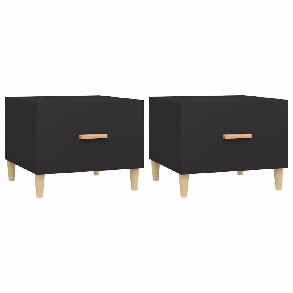 Berkfield Home Set of 2 Black Minimalist Square Coffee Tables, W/D/H: 50 x 50 x 40 cm – 1