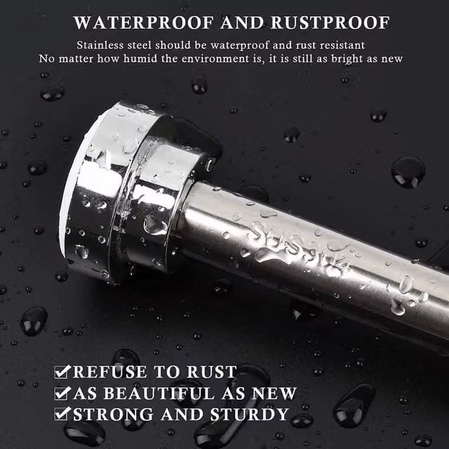 PAWNORA Heavy Duty Silver Stainless Steel Tension Rod Clothes Rail