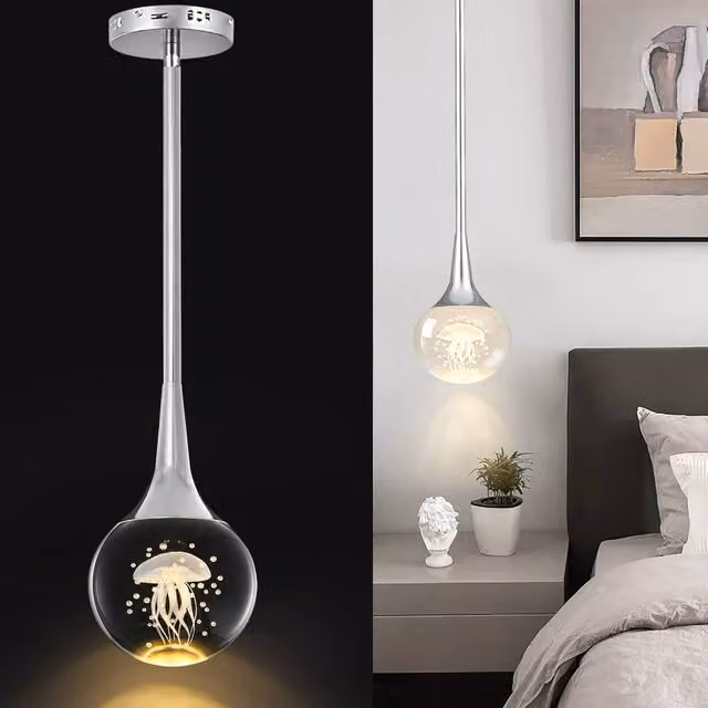 NIVOR 5W LED Teardrop Crystal Pendant Light in Chrome and Silver with Warm White Light – 1
