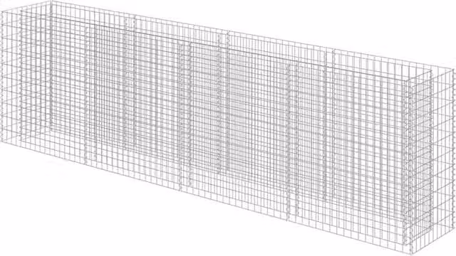 Berkfield Home Silver Galvanised Steel Stone Gabion Raised Bed, W: 360 cm, D: 50 cm, H: 100 cm – 1