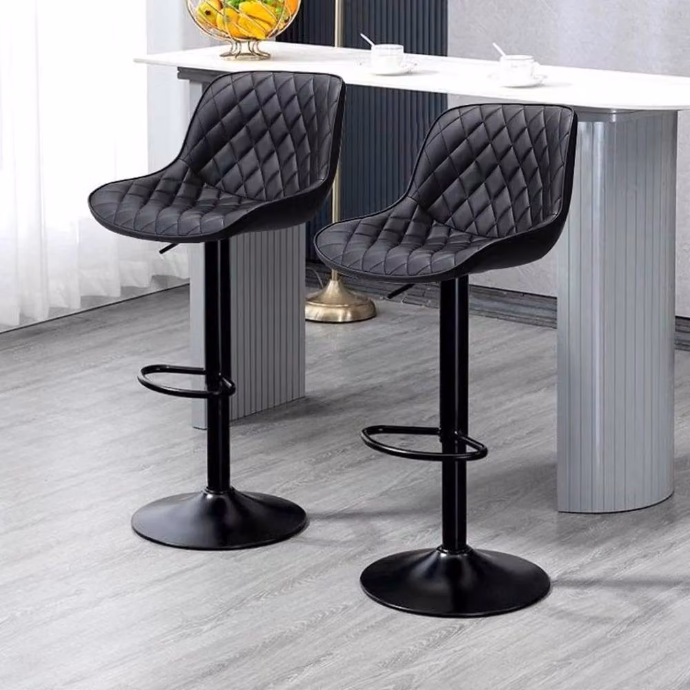 KORVIXA Set of 2 Black Height Adjustable Swivel Gas Lift Stools for Kitchen and Dining Rooms – 5