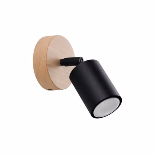 Sollux Verdo Single Modern Wood Spotlight, Black, GU10 – 1