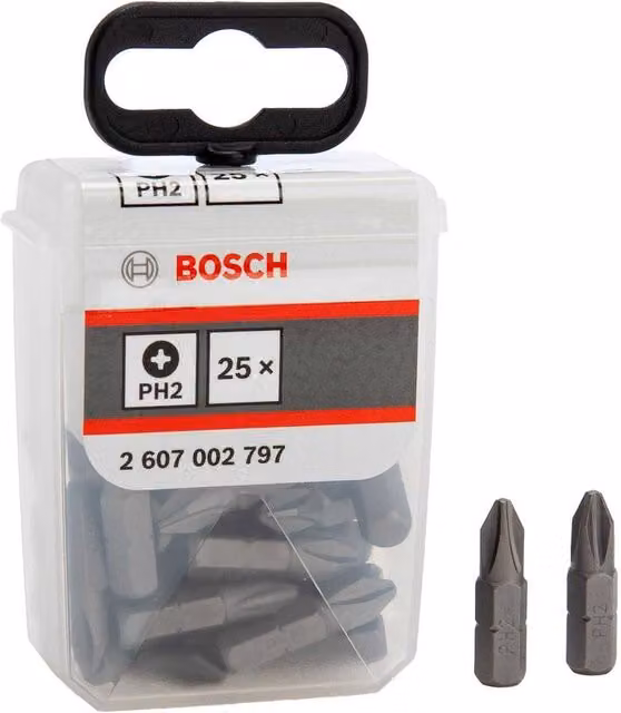 Bosch Steel Phillips Head Screwdriver Bit Set, 25 Pack, Black and Grey – 1
