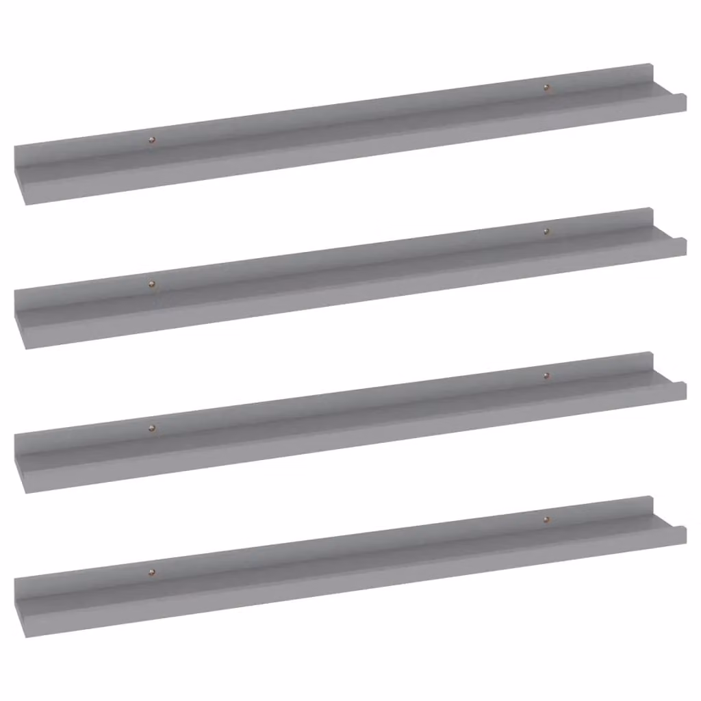 Berkfield Home Wall Mounted Shelves, 4 Piece Set, Grey, W: 80 cm, D: 9 cm, H: 3 cm – 2