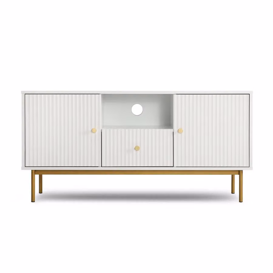 Home Garden Direct Modern White TV Unit in MDF and Metal – 2