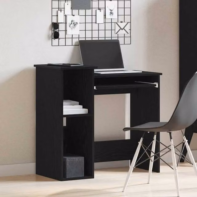 Berkfield Home Modern Black Writing Desk with Shelves, W/D/H: 84 x 40 x 78 cm – 1