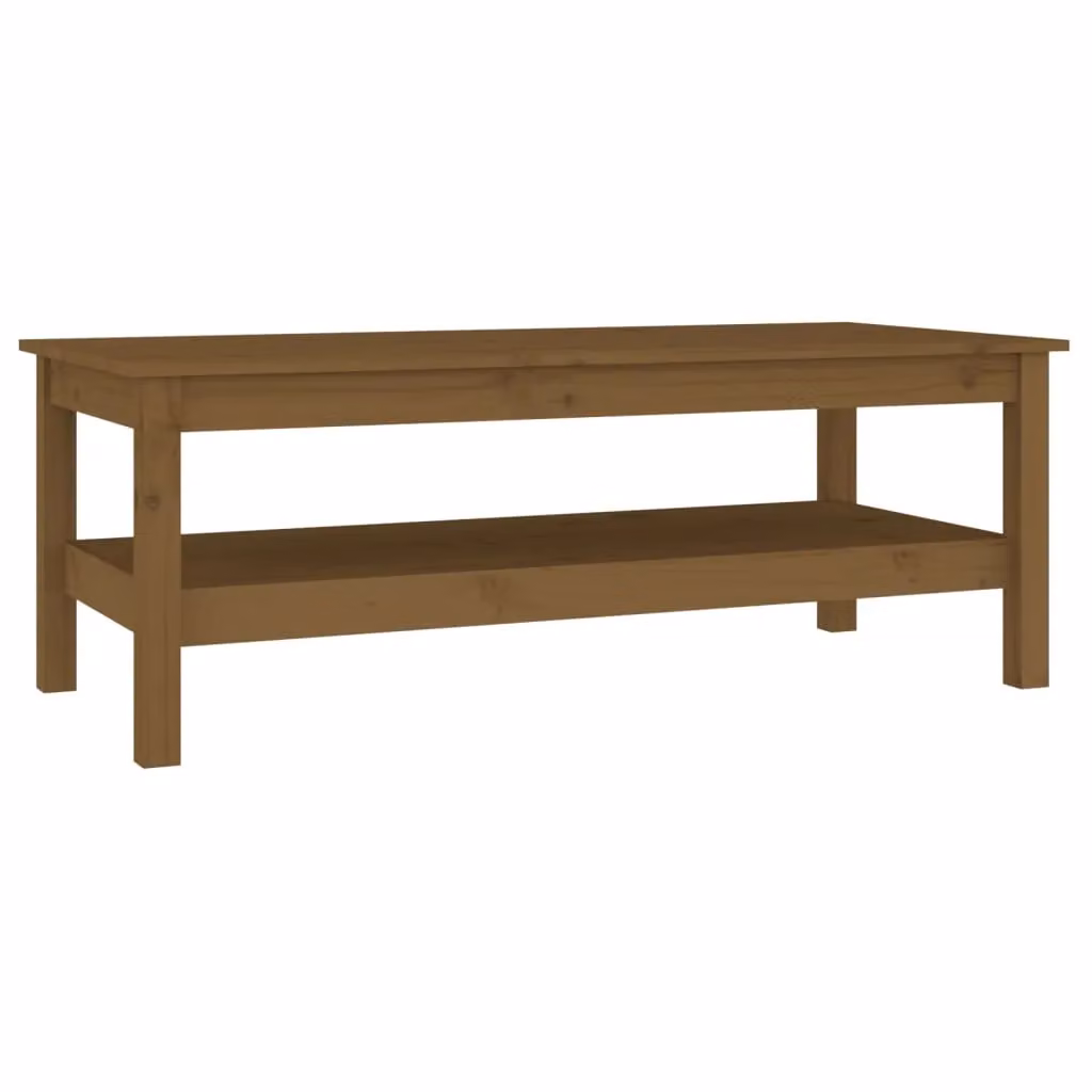 Berkfield Home Rustic Solid Wood Pine Coffee Table, Honey Brown, W: 110 cm, D: 50 cm, H: 40 cm – 2