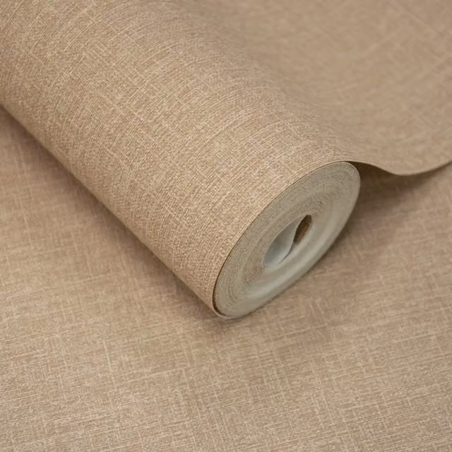 Grandeco Cirrus Plain Scrubbable Wallpaper in Brown and Beige