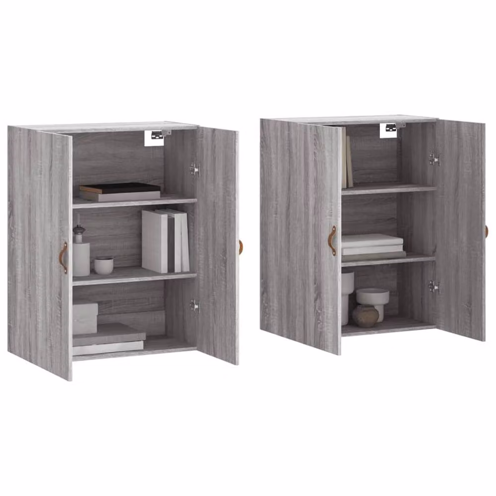 Berkfield Home Wall Mounted Cabinets, 2 Piece Set in Grey, W/D/H: 69.5 x 34 x 90 cm – 2