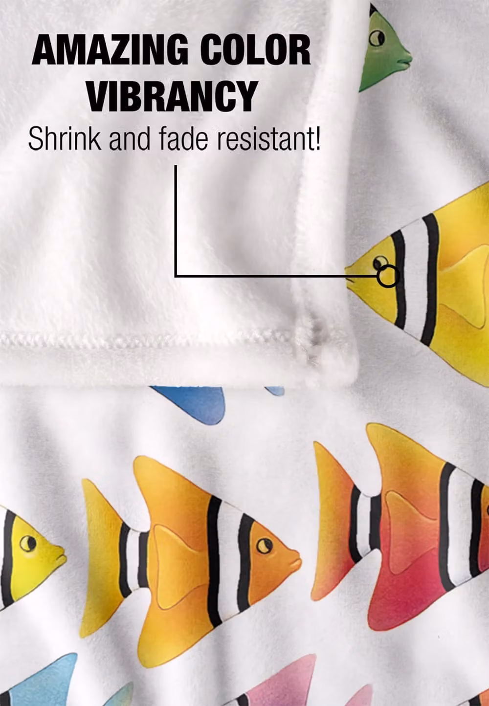 JQ Licensing Royce Mcclure Zig Zag Tropical Fish Super Soft Fleece Throw Blanket, White/Multicolour, W/D/H: 152 x 127 cm – 3