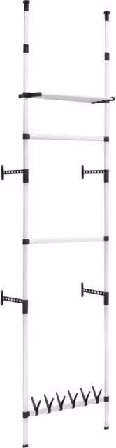 Berkfield Home Telescopic Wardrobe System with Rods and Shelf in Silver Aluminium – 1