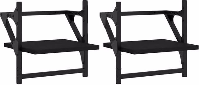 Berkfield Home Wall Shelves with Hanging Rods, 2 Pack, Black, W/D/H: 30 x 25 x 30 cm – 1