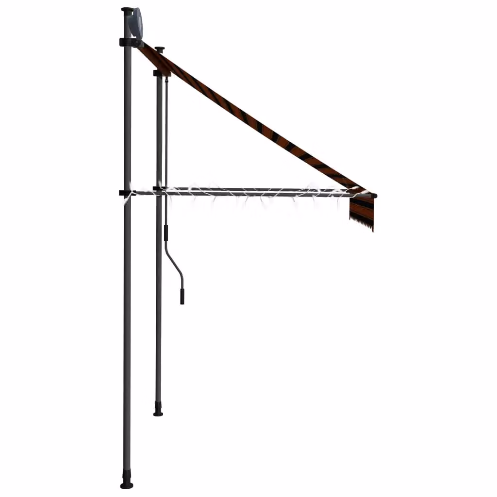 Berkfield Home Manual Retractable Awning with LED, Orange and Brown, 150 cm – 2