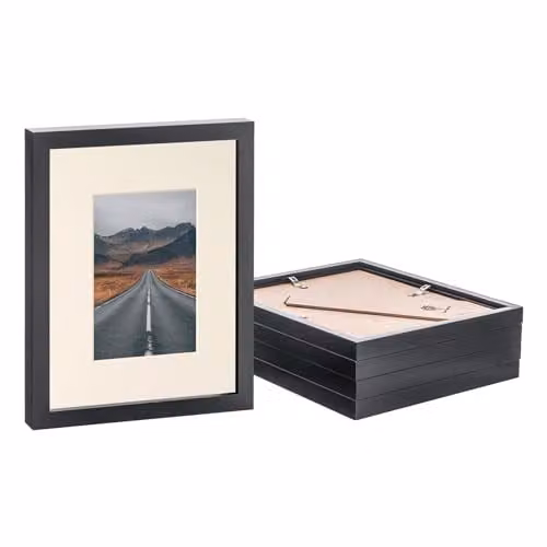 Nicola Spring Pack of 5 Black Rectangular Photo Frames with Glass Aperture