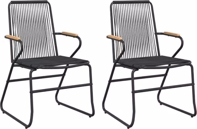Berkfield Home Set of 2 Black PVC Rattan Garden Chairs, W: 58 cm, D: 59 cm, H: 85.5 cm – 1
