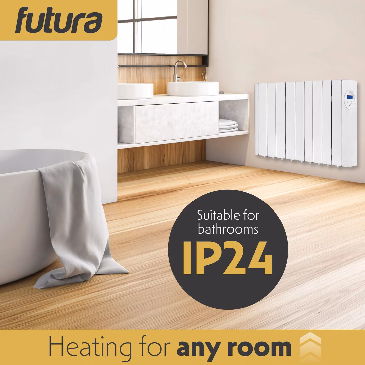 Futura 1800W Oil Filled Electric Radiator and Wall Panel Heater with 24/7 Timer in White – 7