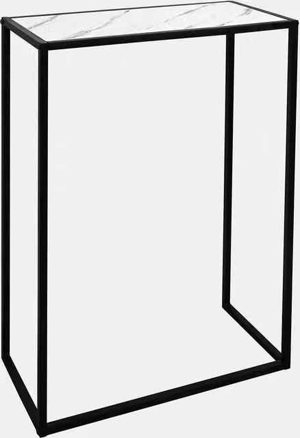 OHS Modern Marble and Metal End Table in White