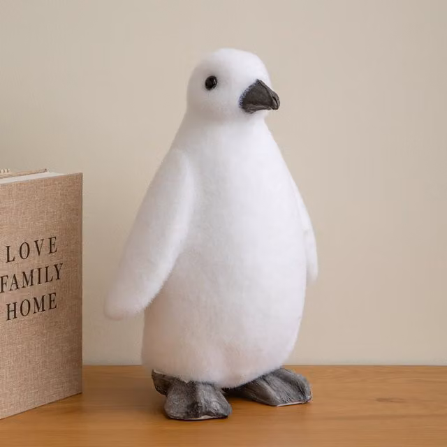 Samuel ALEXANDER Large Flocked Penguin Christmas Decoration, White, Height: 36 cm