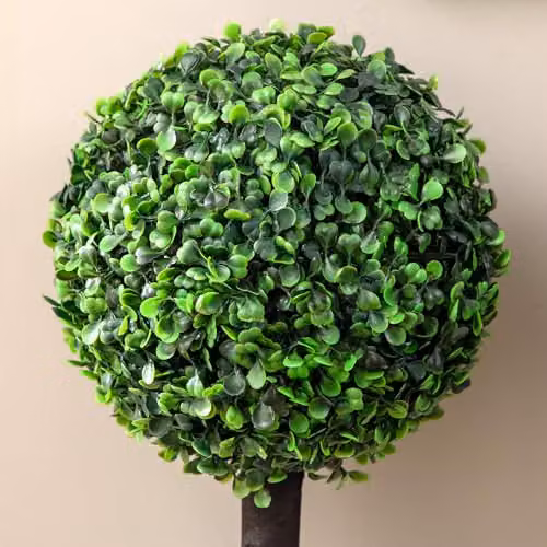 HOMCOM Set of 2 Green Artificial Boxwood Topiary Balls in Concrete Pots, W/D/H: 20 x 20 x 60 cm – 4