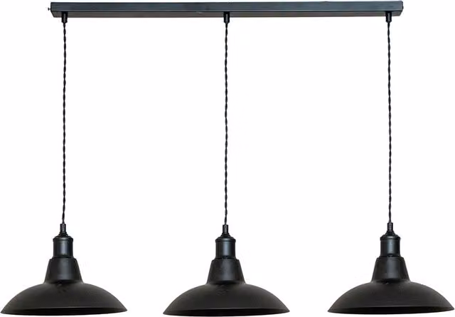 Civic Dome 3 Drop Bar Ceiling Pendant Light with LED Bulbs in Matte Black and Gold/Brass