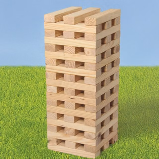 60 Piece Giant Wooden Tumbling Tower Stacking Game in Brown