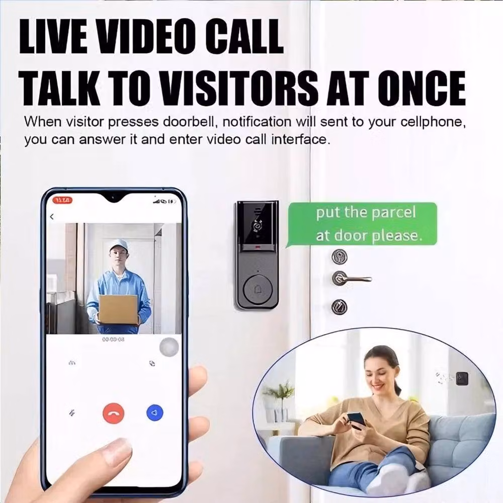 FORGEVIO Smart WiFi Wireless Video Doorbell Security in Black – 3