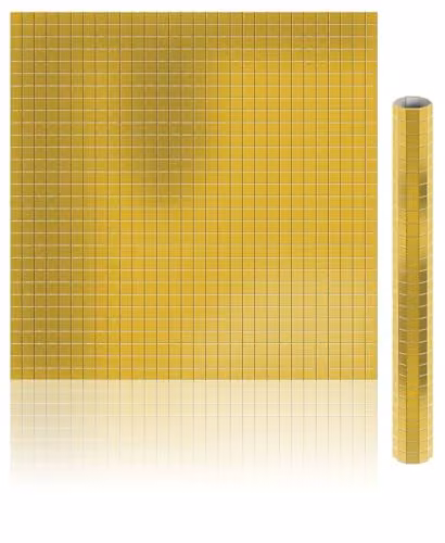 FX Lab Gold Glass Mosaic Mirror Tiles with Adhesive Backing, W/D/H: 30 x 30 x 1 cm – 1
