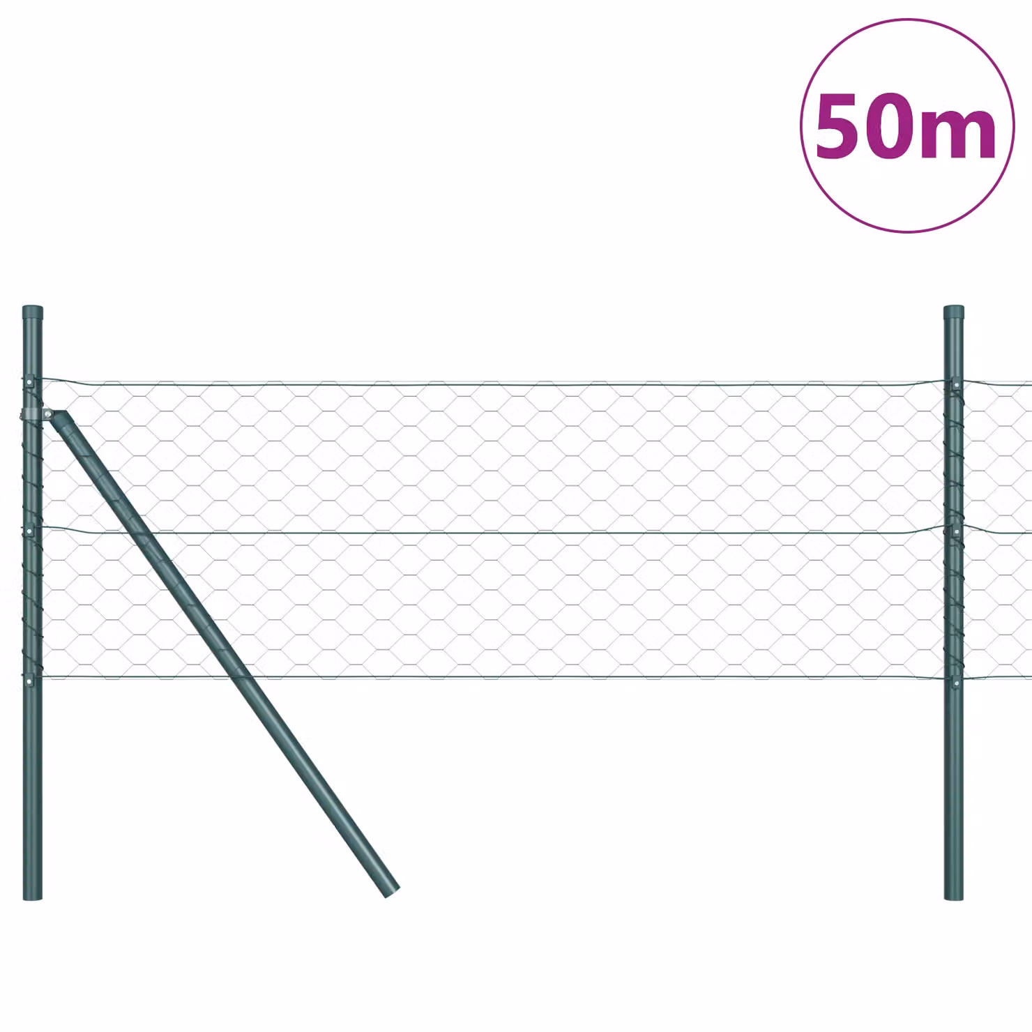 Berkfield Home Green Powder-Coated Steel Hexagon Fence, 1 x 50 m – 2