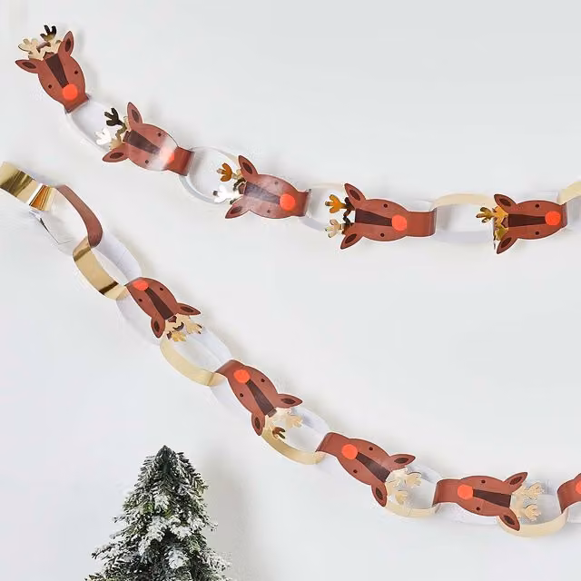 Club Green Reindeer Paper Chain Christmas Hanging Decoration in Green and Multicolour – 1