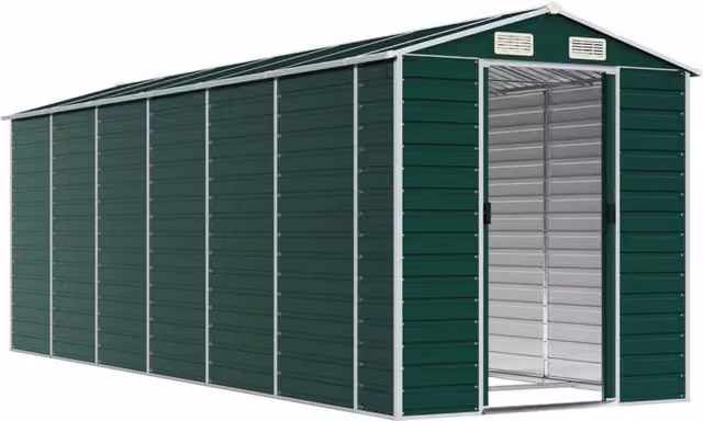 Berkfield Home Green Galvanised Steel Gable Garden Shed W/D/H: 191 x 555 x 198 cm – 1