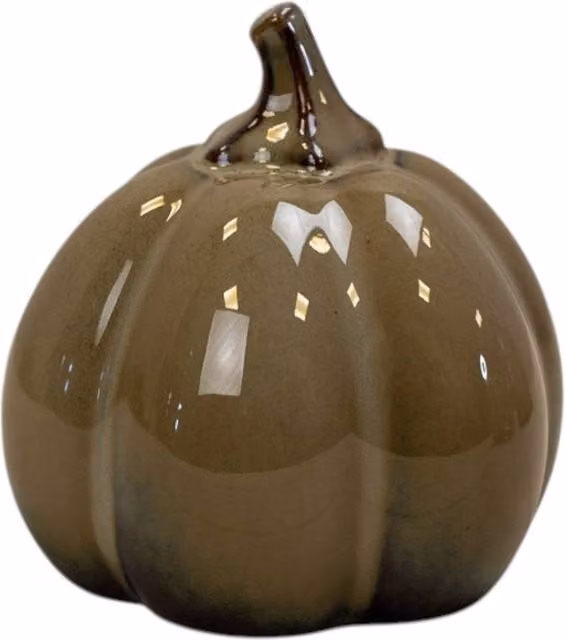 Four Candle Beige Ceramic Pumpkin Ornament, 10 cm – 1