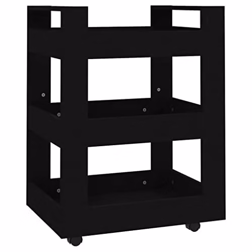 vidaXL Kitchen Trolley in Black with 3 Shelves, W/D/H: 60 x 45 x 80 cm