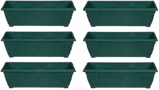 Whitefurze Green Plastic Garden Planter Tub for Indoor Plants and Ornamental Gardens
