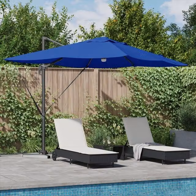Berkfield Home Azure Blue Cantilever Garden Umbrella with Polyester Canopy