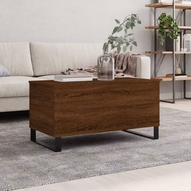 Berkfield Home Modern Brown Oak Coffee Table with Lift Mechanism, W: 90 cm, D: 44.5 cm, H: 45 cm – 1
