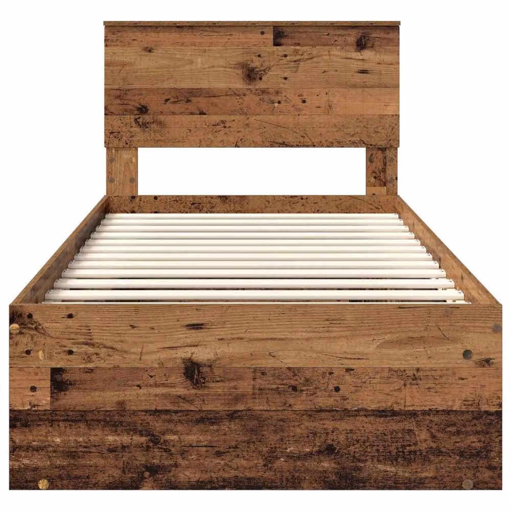 Berkfield Home Modern Bed Frame with Headboard in Brown Solid Pine Wood, W: 90 cm, L: 190 cm – 4