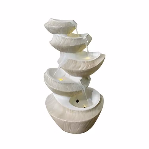 Tranquility Organic Tabletop Cascade Water Feature in Beige and White