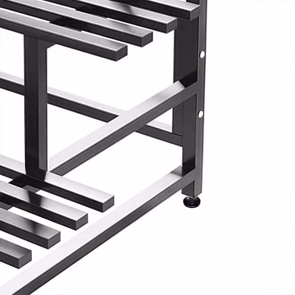 SPETLEK Three Layer Metal Plant Stand in Black, H 154 x W 80 x D 62 cm – 4