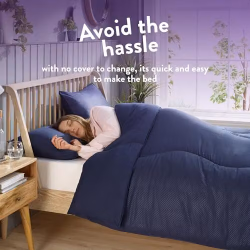 Slumberdown Coverless Herringbone 2-in-1 Reversible Single Duvet and Matching Pillowcase, 9 Tog, Blue, W: 135 cm, L: 200 cm – 3