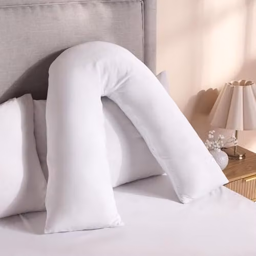 OHS V-Shaped Orthopaedic Microfibre Pillow with White Removable Cover, W/D/H: 135 x 25 x 100 cm – 3