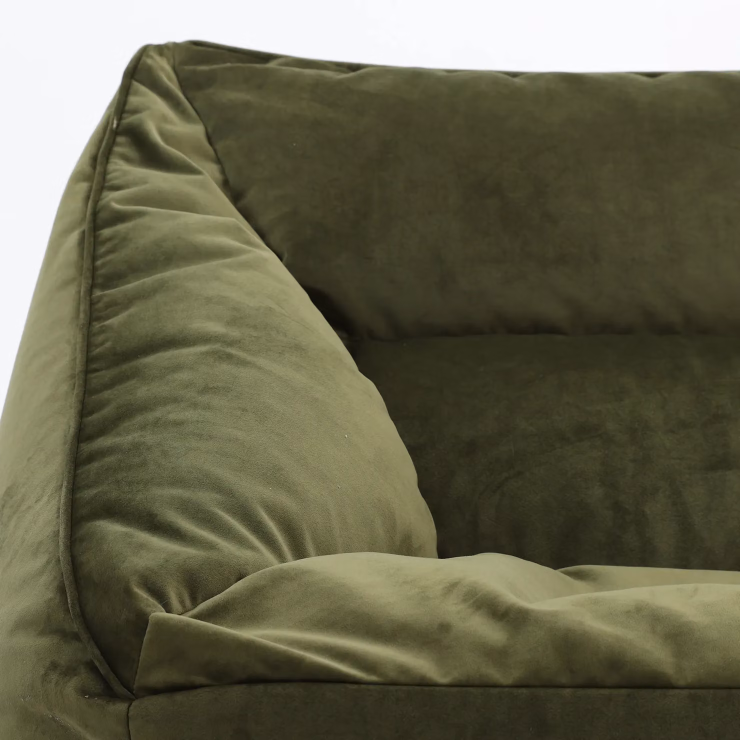 ICON Natalia Velvet Adults Bean Bag Armchair and Pouffe Set in Olive Green – 5