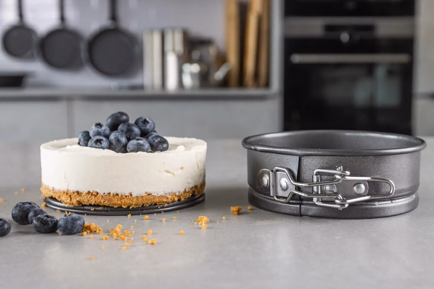 MasterClass Non-Stick Round Springform Cake Tin with Loose Base, Grey, Diameter: 11 cm – 6