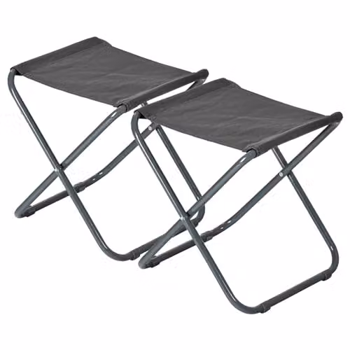 Harbour Housewares Folding Stools, Pack of 2, Grey Canvas and Powder Coated Steel, W/D/H: 35 x 35 x 27.5 cm – 1
