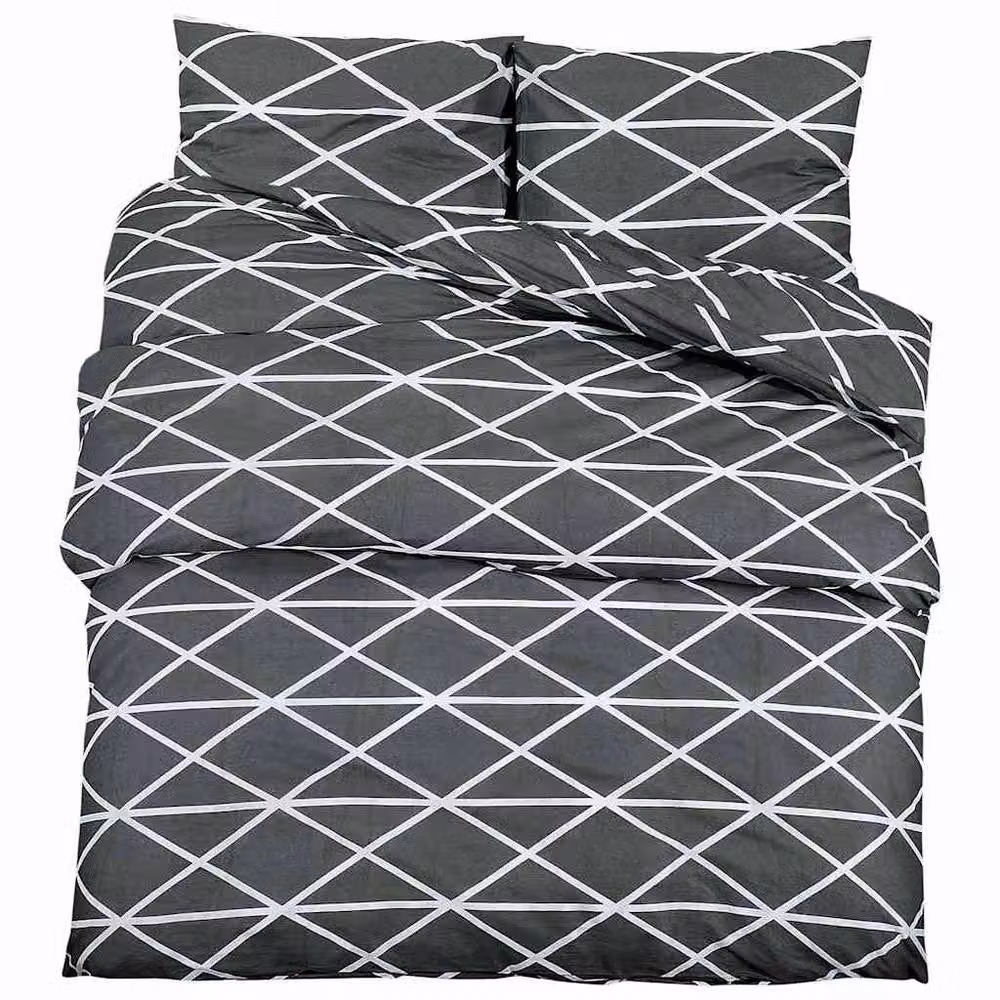 Berkfield Home Elegant Grey Cotton Duvet Cover and Pillowcase Set, W: 140 cm, H: 200 cm, Pillowcase: 60 x 70 cm – 3