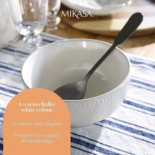 Mikasa Cranborne 4pc White Stoneware Cereal Bowl Set, Diameter: 15 cm – 3