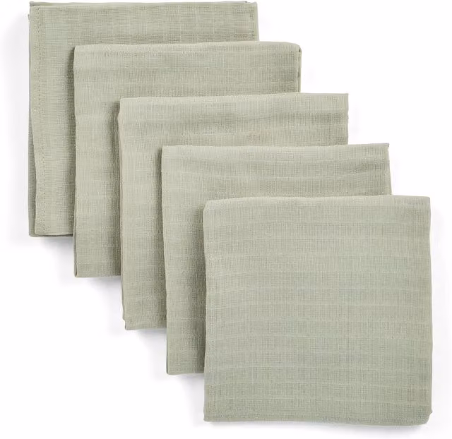 Mamas & Papas Muslin Squares, Pack of 5, Green