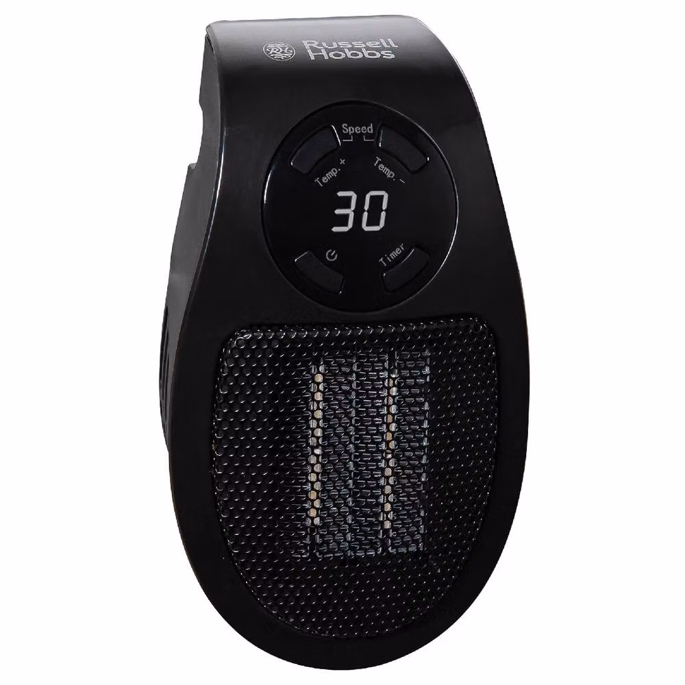 Russell Hobbs RHPH2001 Black Ceramic Fan Heater, 500W Wall Mounted with Timer and Light – 3